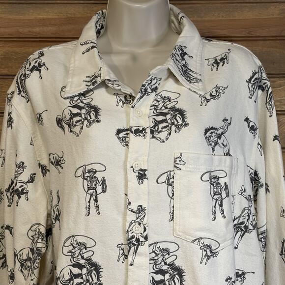 BDG Urban Outfitters Men’s Western Flannel Shirt Size M Cowboy NWT - Picture 4 of 14